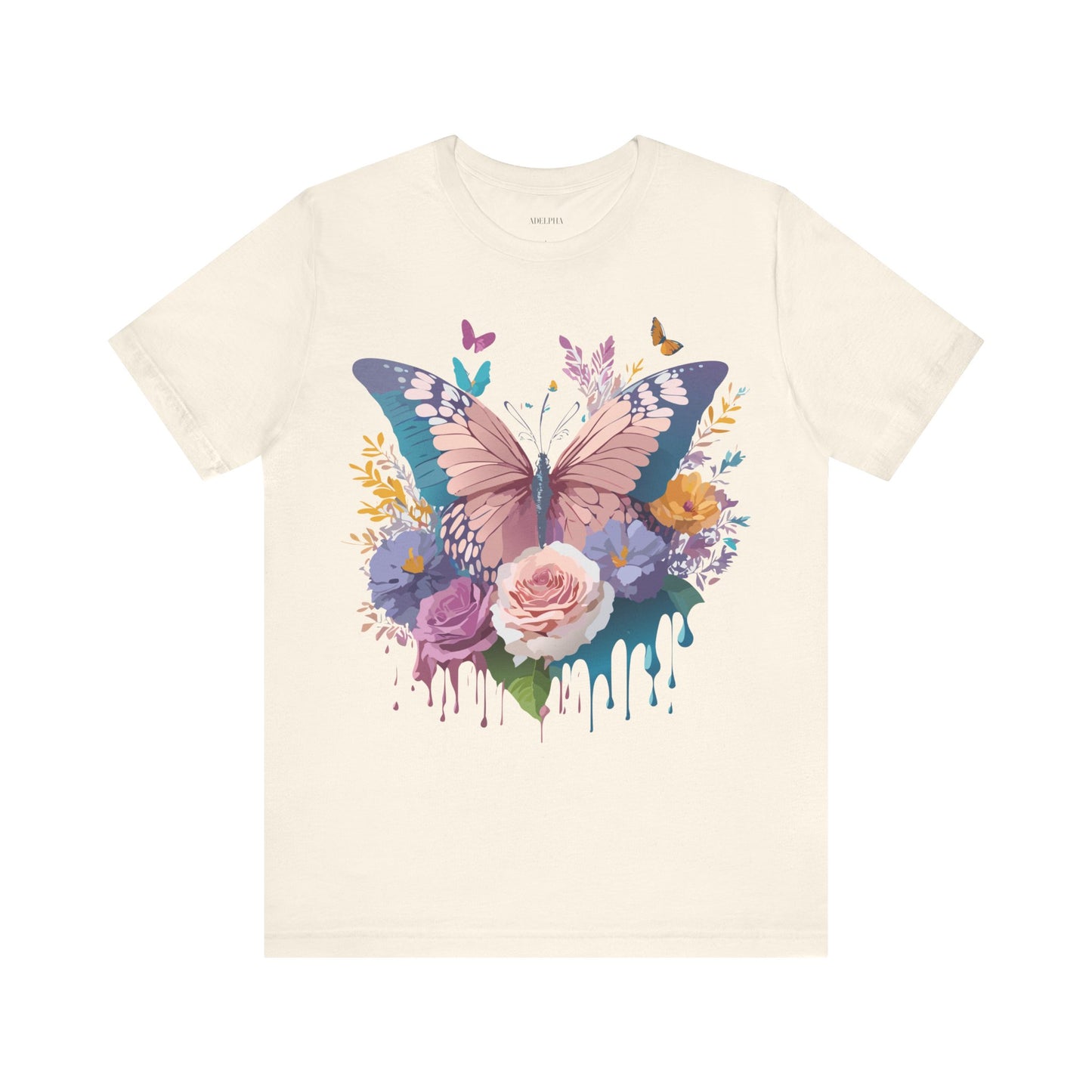 Natural Cotton Tee Shirt with Butterfly