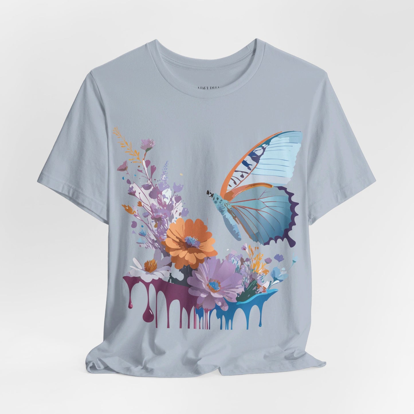 Natural Cotton Tee Shirt with Butterfly