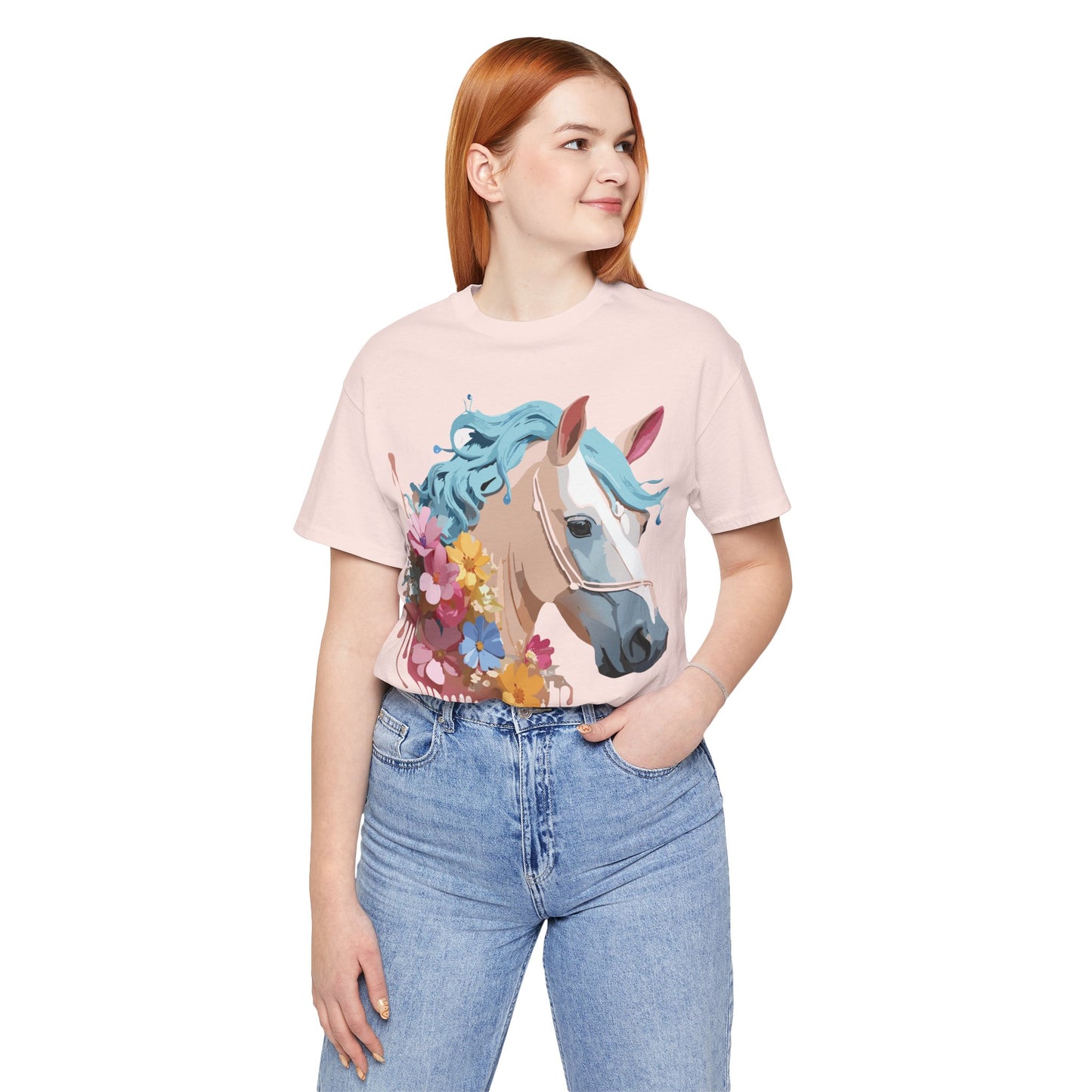 Natural Cotton Tee Shirt with Horse