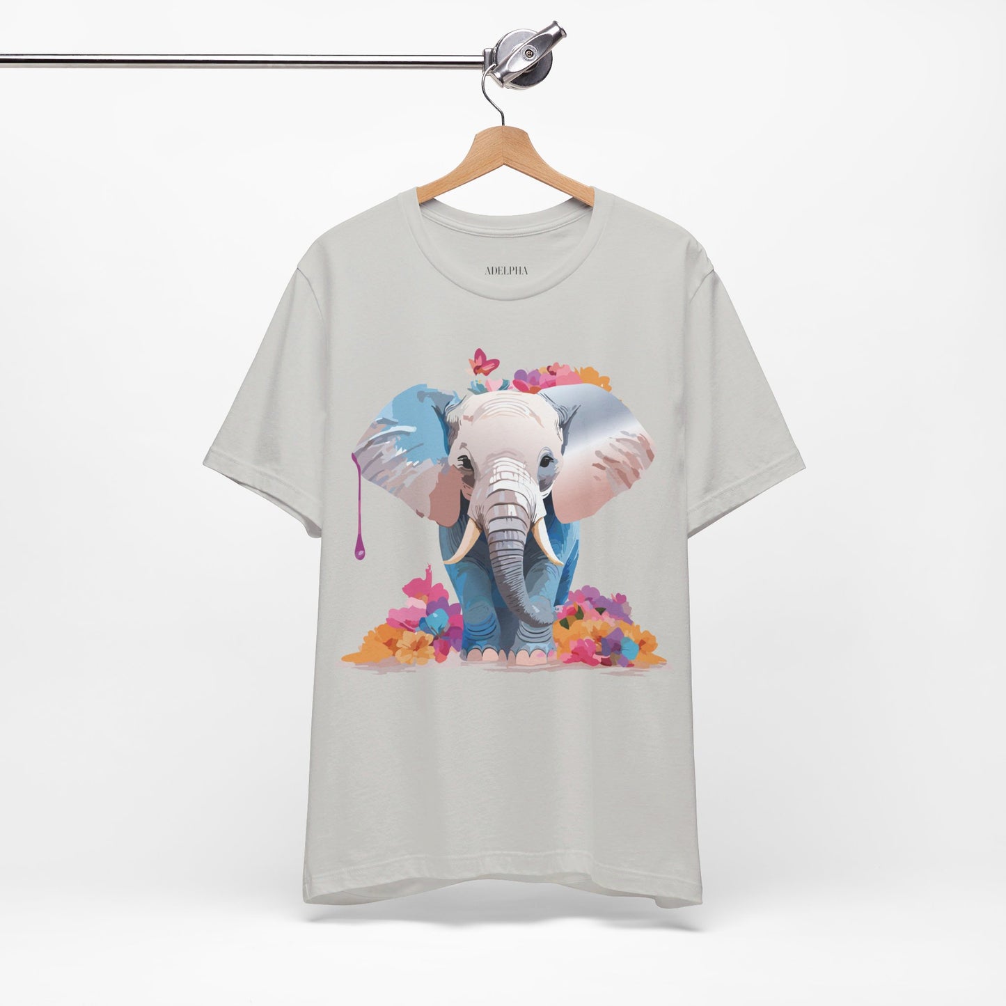 Natural Cotton Tee Shirt with Elephant