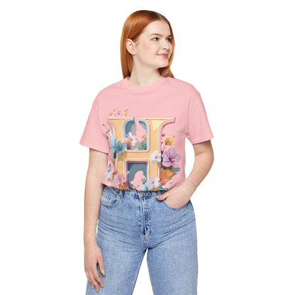 Natural Cotton Tee Shirt - Letters Collection - H Printify
