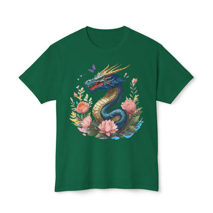 Unisex Dragon T Shirt With Art Print Floral Vintage Dragon Tee