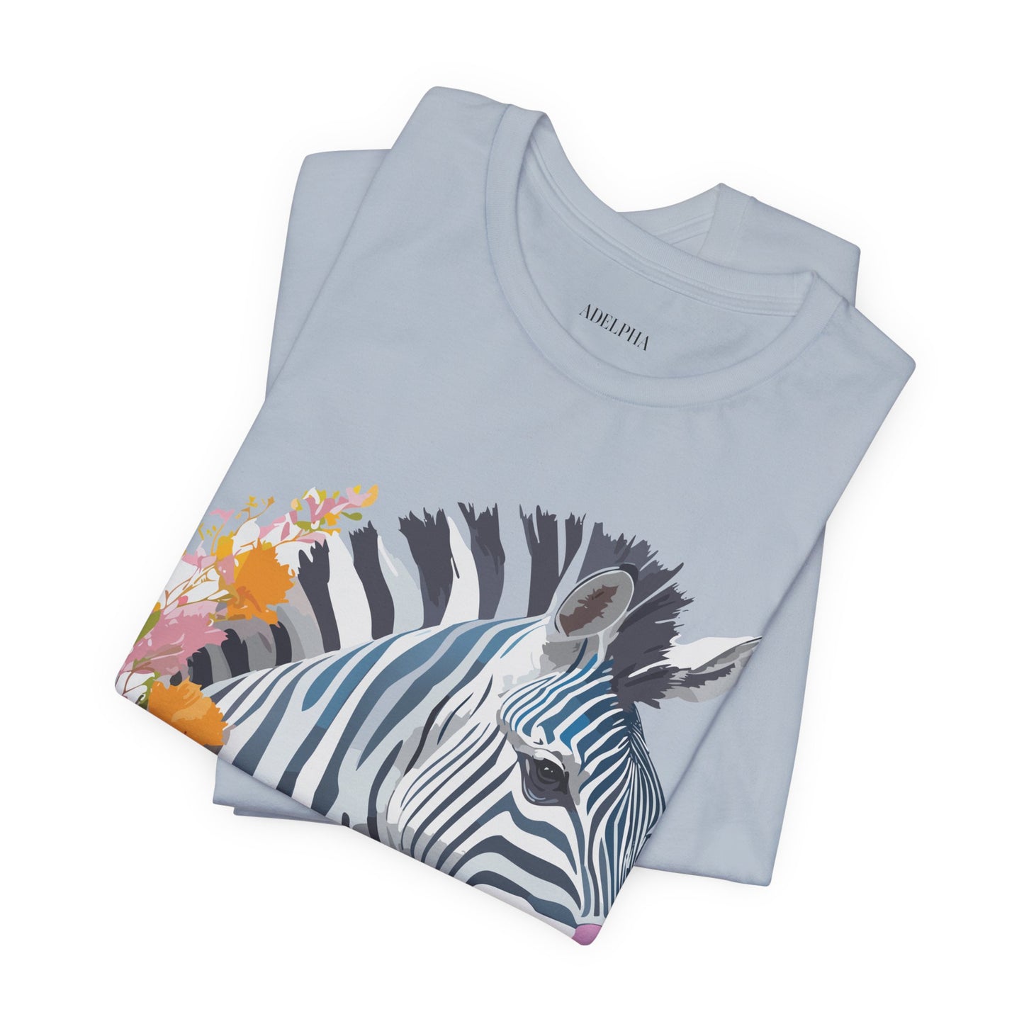 Natural Cotton Tee Shirt with Zebra