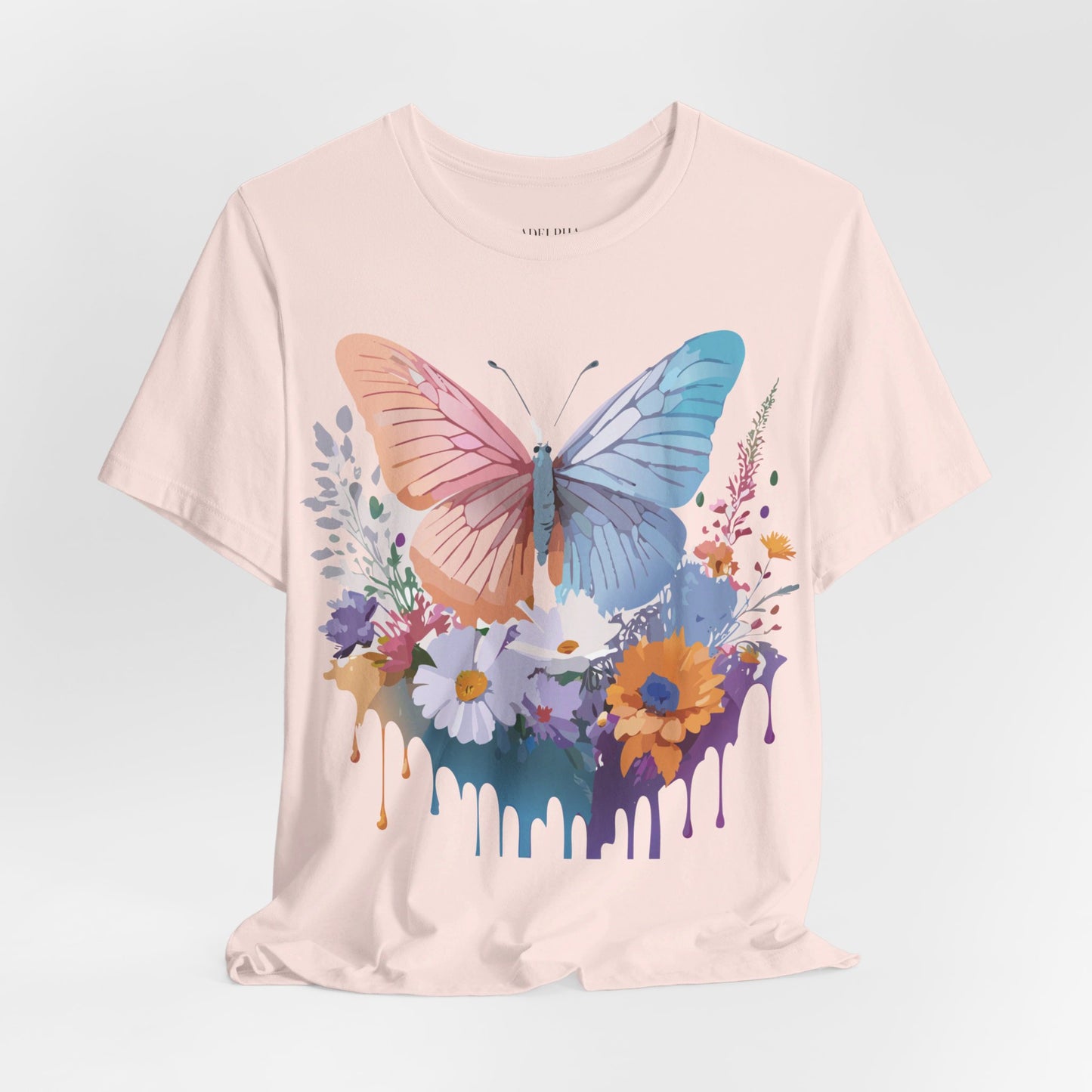 Natural Cotton Tee Shirt with Butterfly