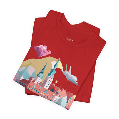 Natural Cotton Tee Shirt - Beautiful Places Collection - Warnemünde and Rostock - Germany Printify