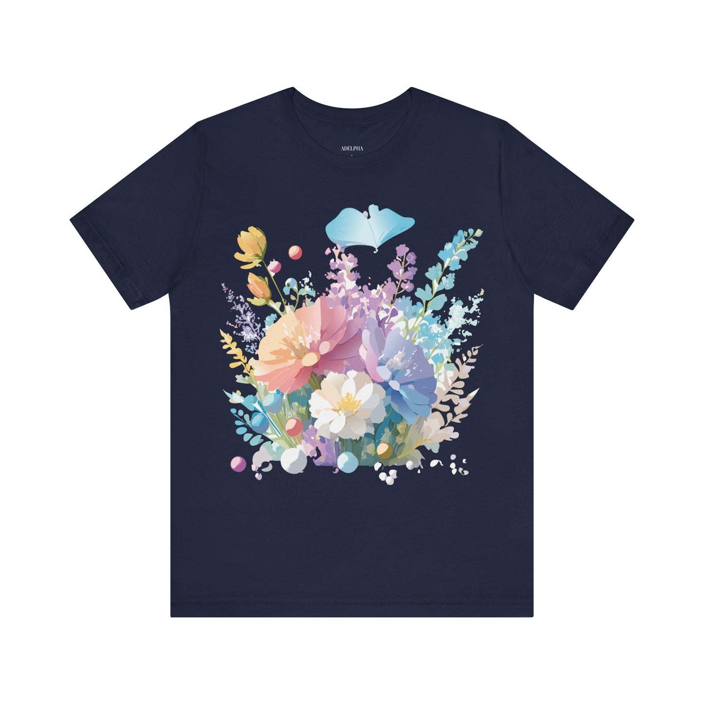 Natural Cotton Tee Shirt with Flowers