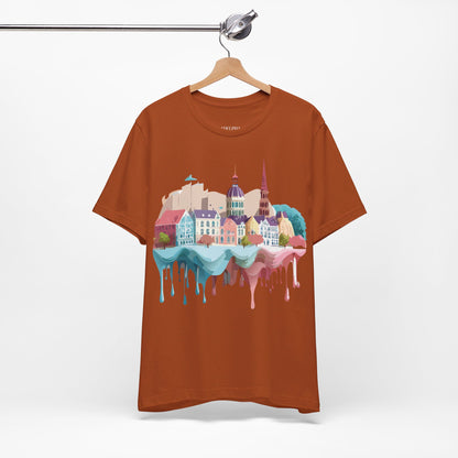 Natural Cotton Tee Shirt - Beautiful Places Collection - Warnemünde and Rostock - Germany Printify