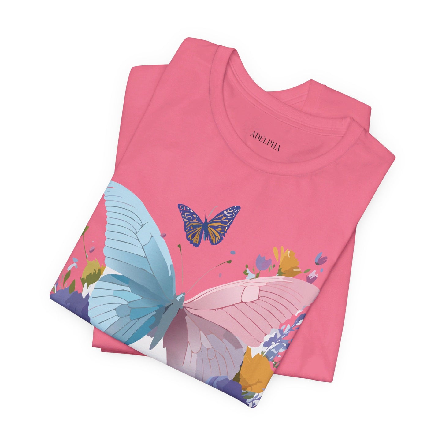 Natural Cotton Tee Shirt with Butterfly