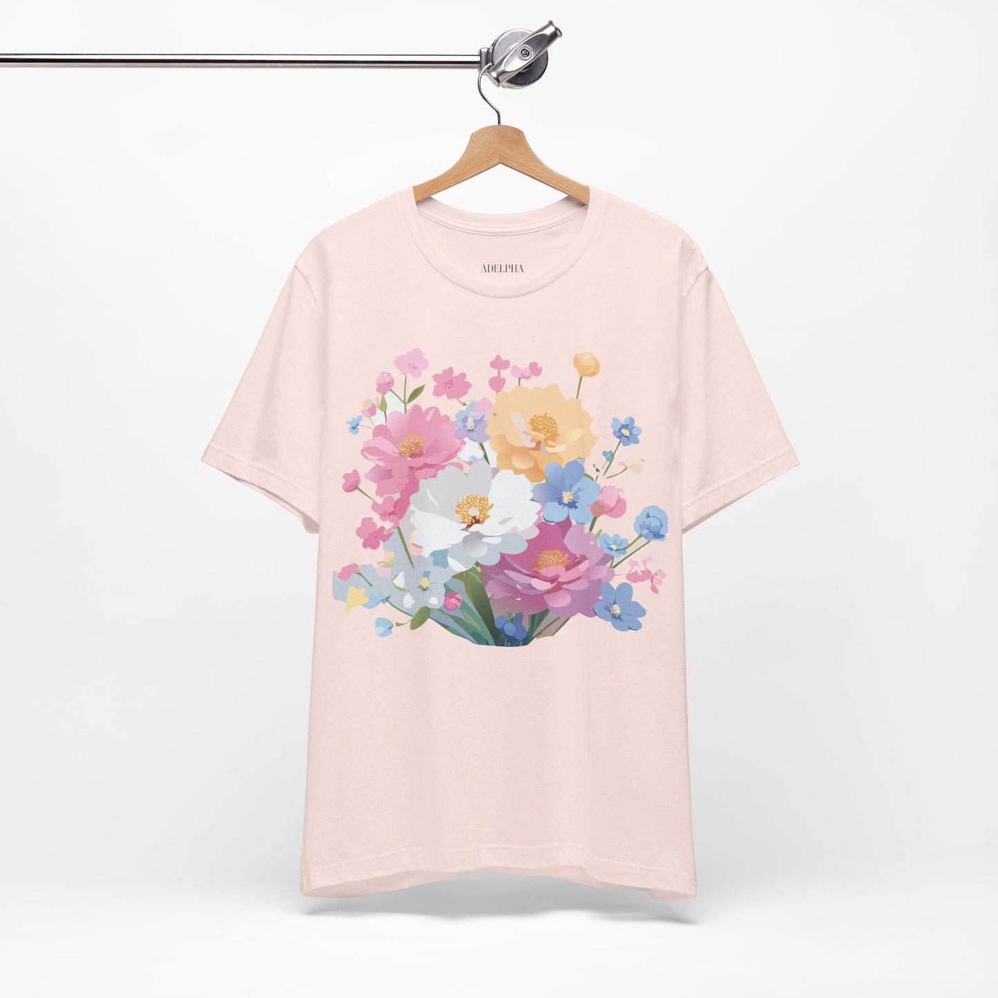 T-shirt en coton naturel avec fleurs