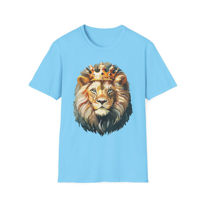 Unisex Lion Print T Shirt Softstyle 64000 One Hundred Percent Ring Spun Cotton