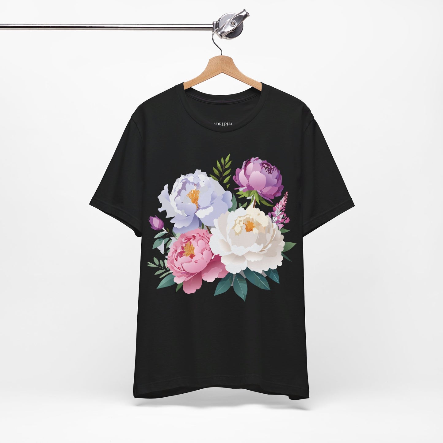 T-shirt en coton naturel avec fleurs