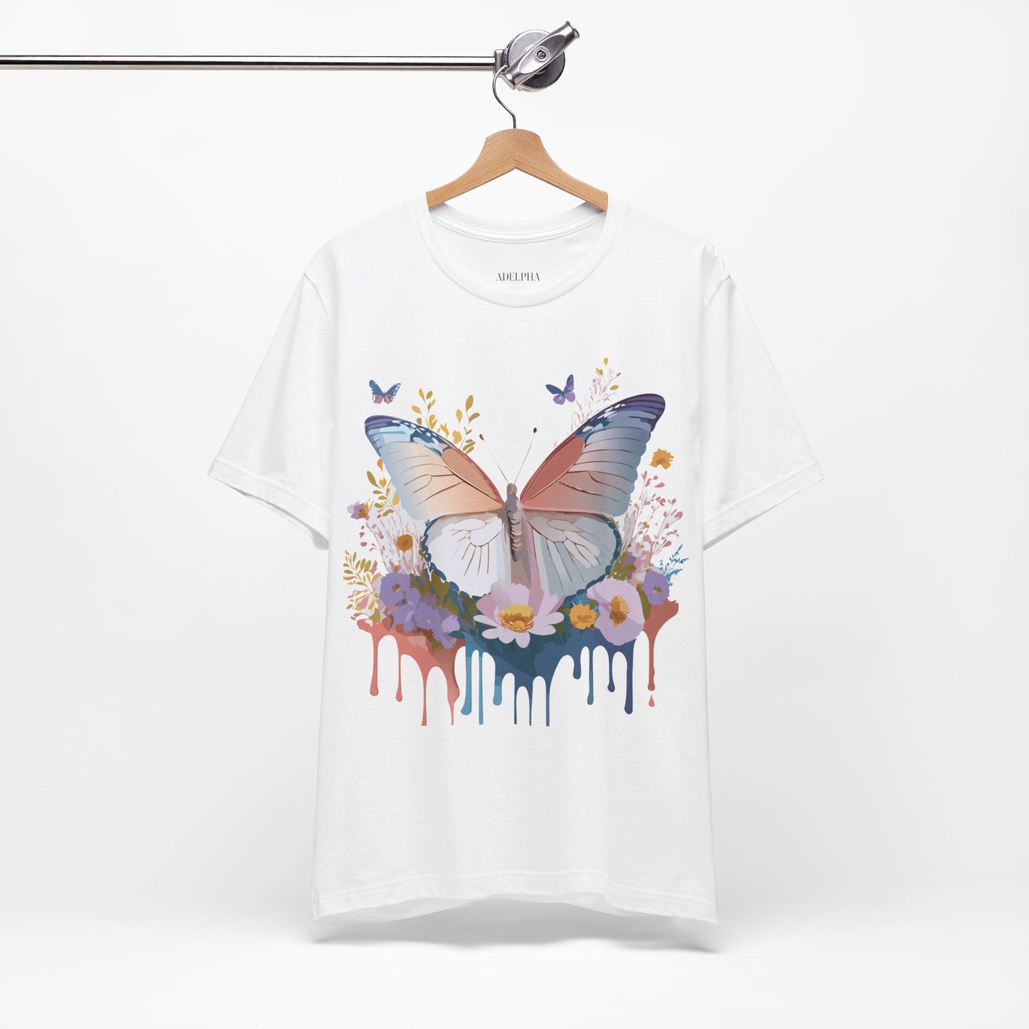 Natural Cotton Tee Shirt with Butterfly