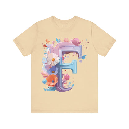 Natural Cotton Tee Shirt - Letters Collection - F Printify