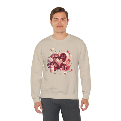 Unisex Floral Big Heart Sweatshirt Love Floral Valentine Day Cotton Poly Blend