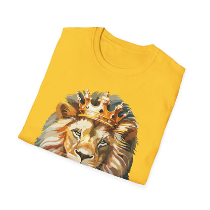 Unisex Lion Print T Shirt Softstyle 64000 One Hundred Percent Ring Spun Cotton