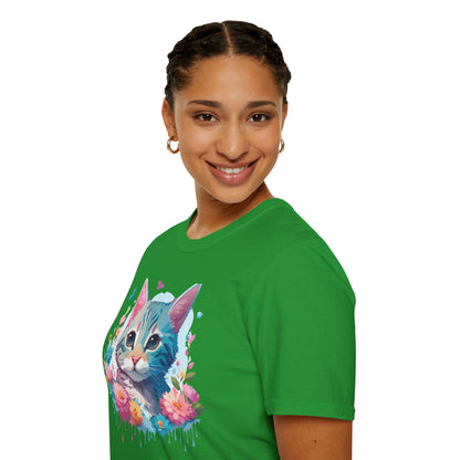 Cat Shirt Unisex Tee Kitten Cat Tee Softstyle 100 Percent Cotton Gildan 64000