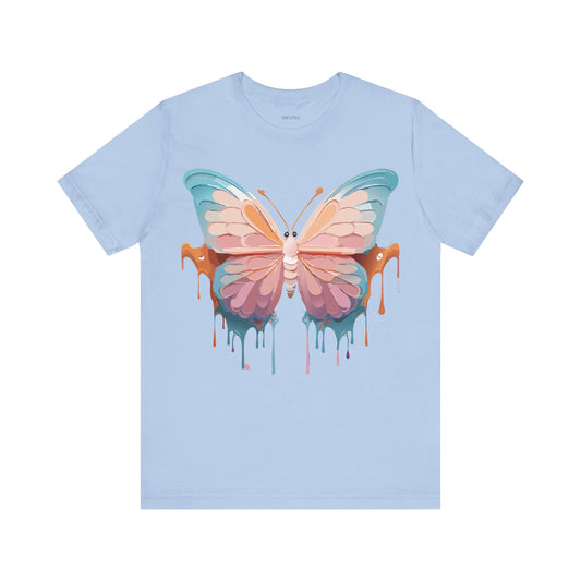 Natural Cotton Tee Shirt with Butterfly