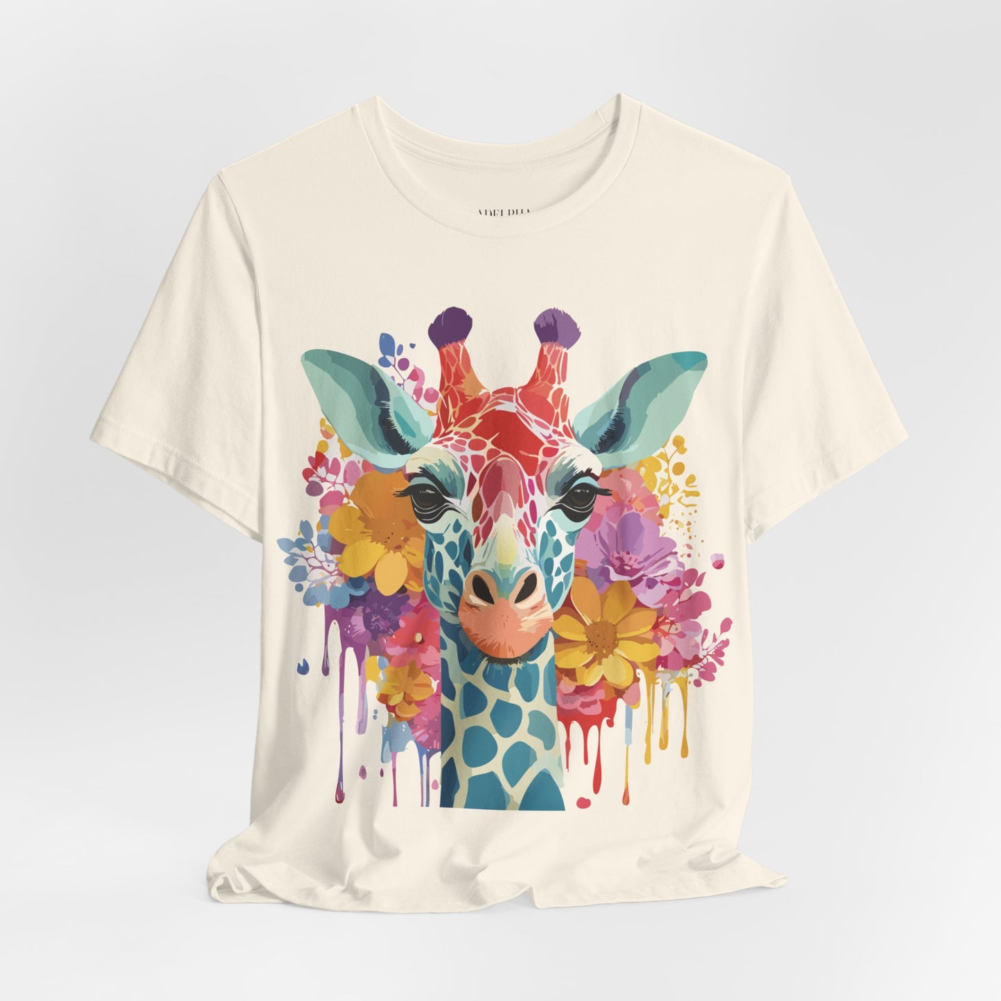 Natural Cotton Tee Shirt with Giraffe