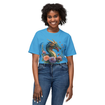 Dragon Art Design Shirt Unisex Cotton T Shirt Floral Print Tee