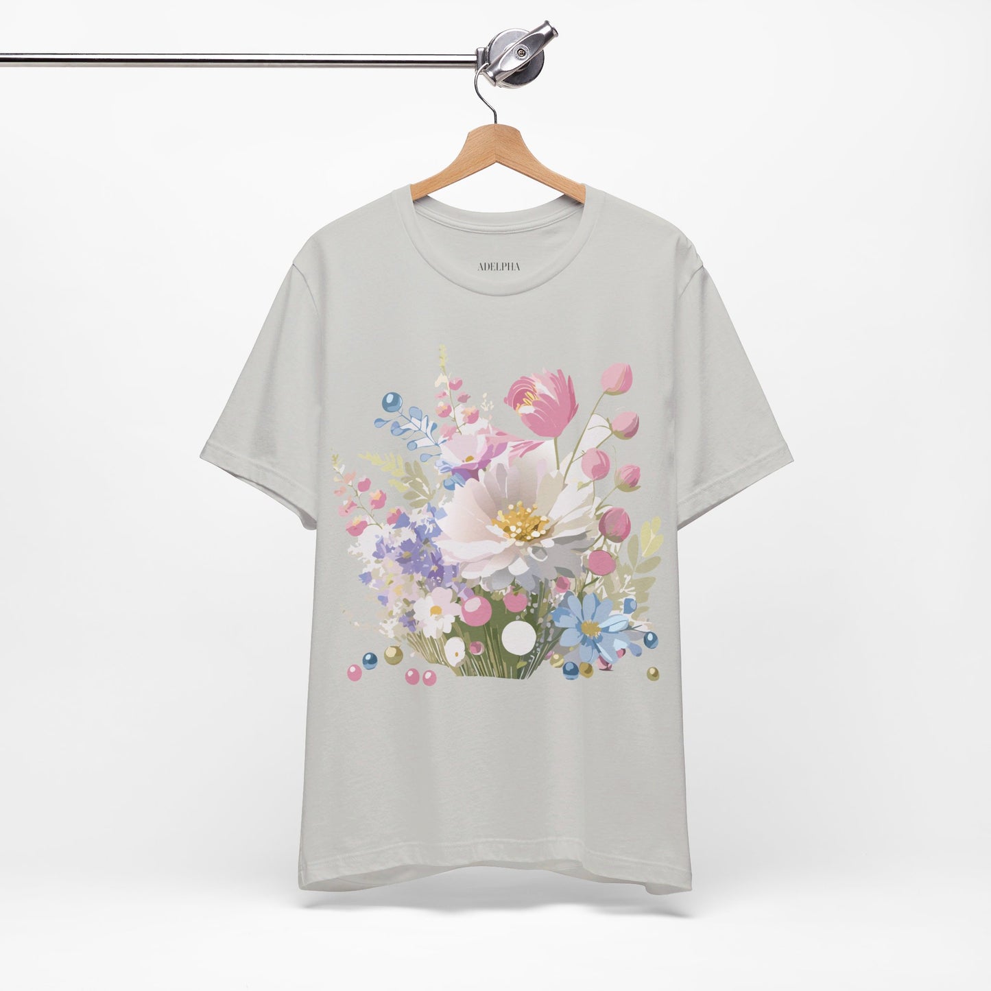 T-shirt en coton naturel avec fleurs