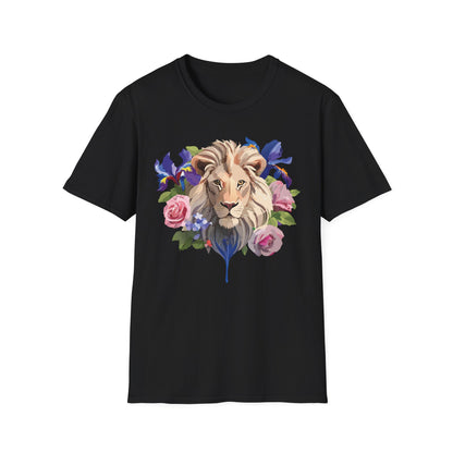 Unisex Lion Shirt Floral Lion Tee Softstyle Gildan 64000 100 Percent Cotton