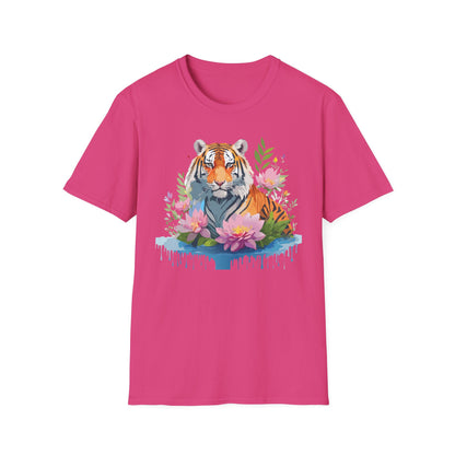 Tiger Print Unisex T Shirt Gildan Softstyle 64000 Animal Tee
