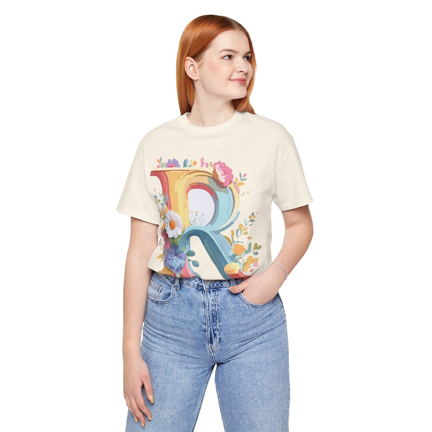 T-Shirt aus natürlicher Baumwolle – Letters Collection – R