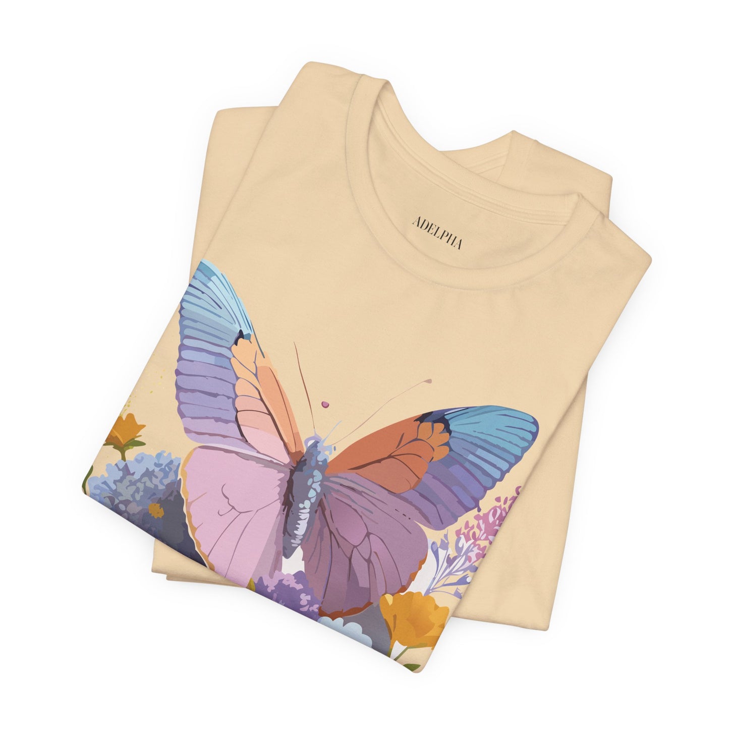 Natural Cotton Tee Shirt with Butterfly