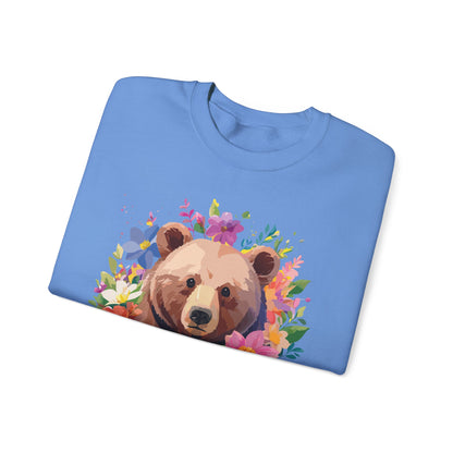 Unisex Floral Bear Sweatshirt Art Design Animals Print Sweatshirt Collection