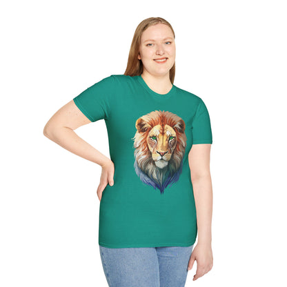 Gildan Softstyle Lion Shirt Unisex Floral Tee Animal Print Tee