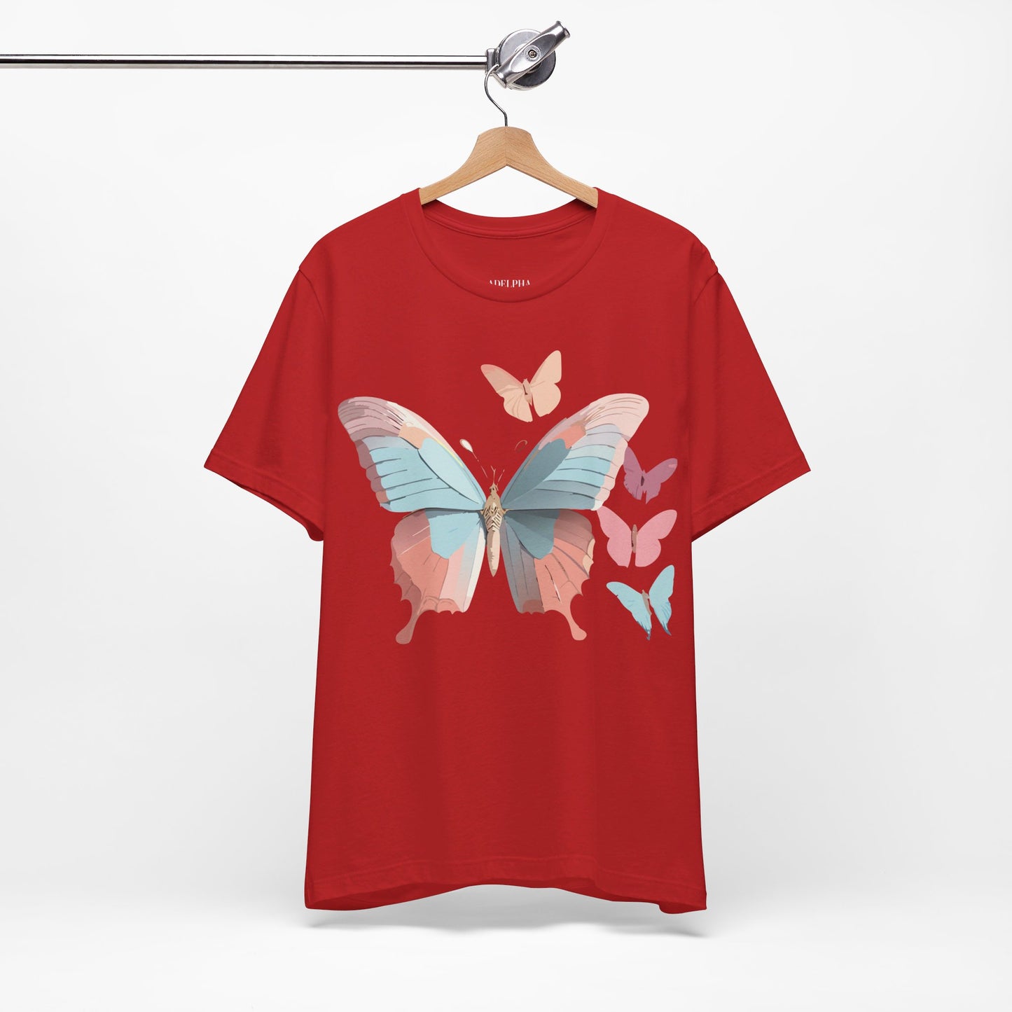 Natural Cotton Tee Shirt with Butterfly