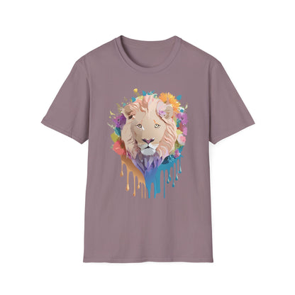 Unisex Lion Shirt Floral Lion Tee Softstyle Gildan 64000 100 Percent Cotton