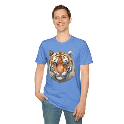 Tiger Print Unisex T Shirt Softstyle 64000 Gildan Ring Spun Cotton Tee