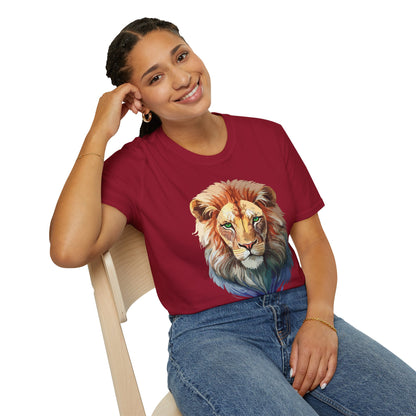 Gildan Softstyle Lion Shirt Unisex Floral Tee Animal Print Tee