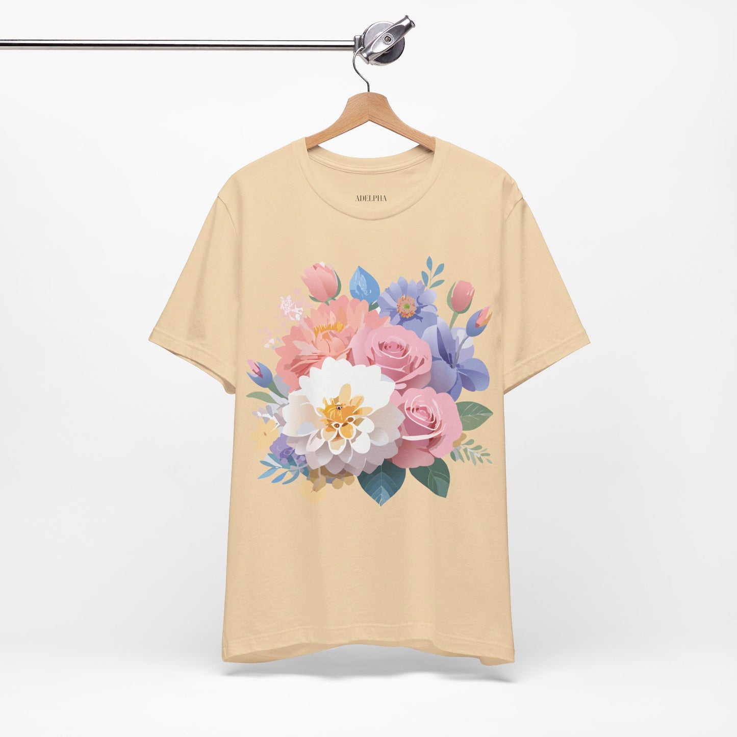 T-shirt en coton naturel avec fleurs