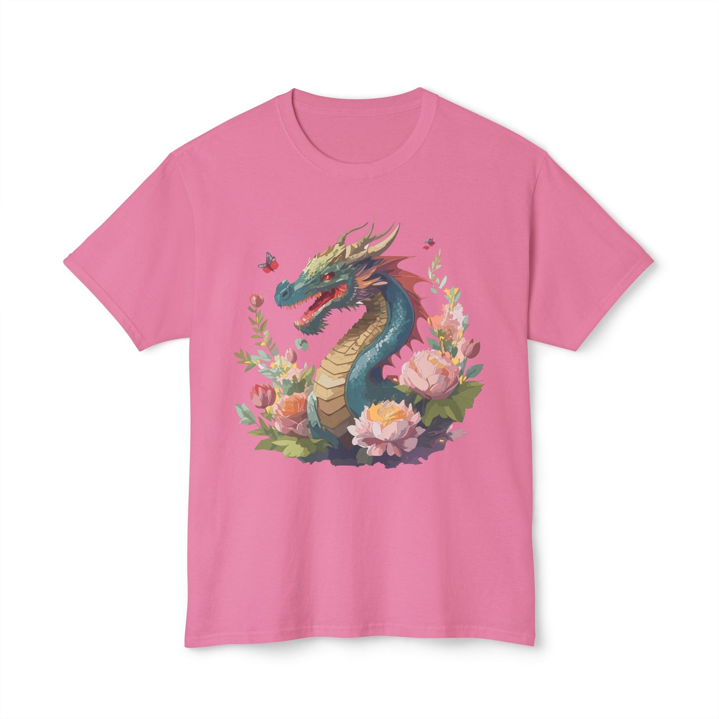 Dragon T-Shirt, Vintage Dragon Tee, Floral Tees, Dragon Art Design Shirt, Tee Shirt with Dragon 8