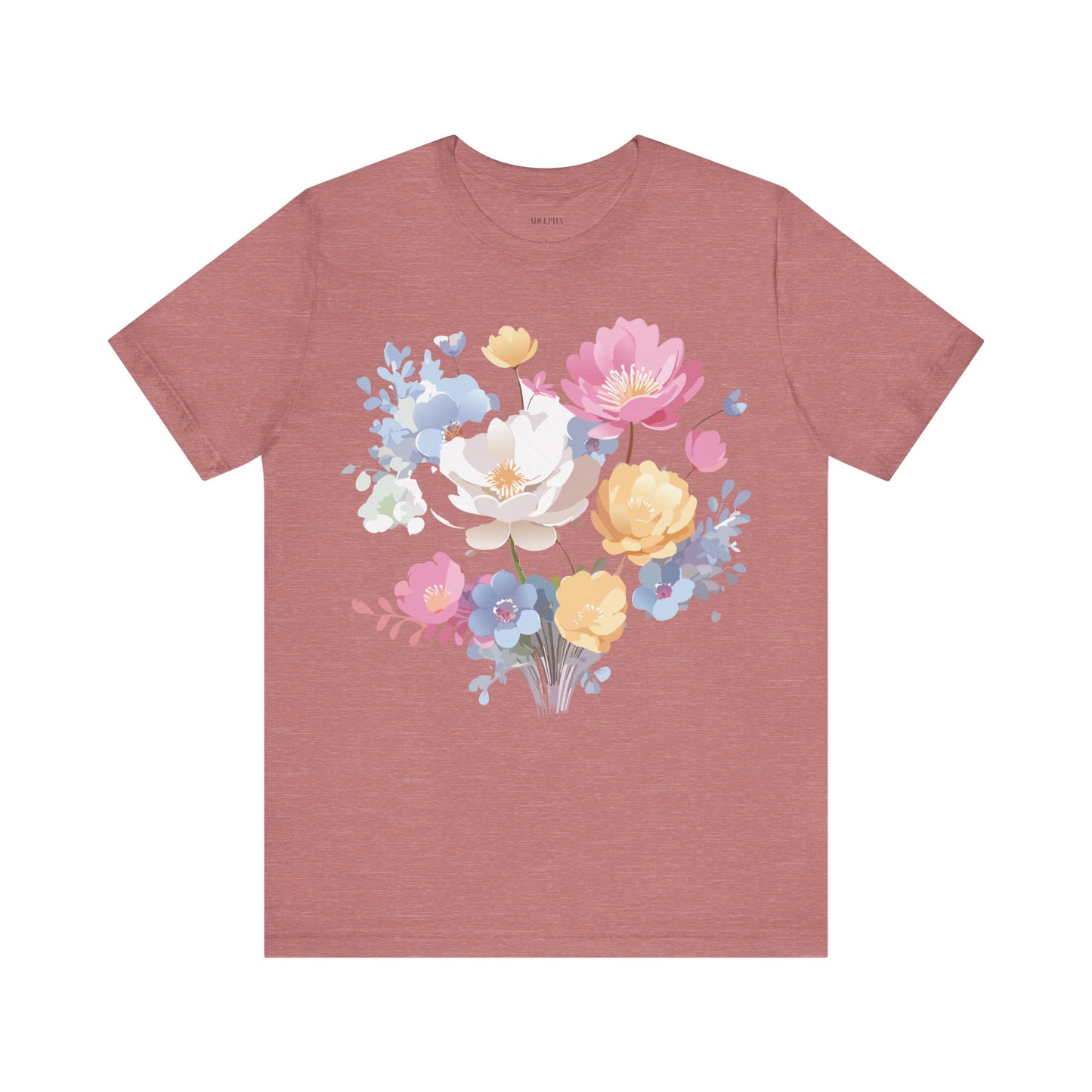 Natural Cotton Tee Shirt with Flowers