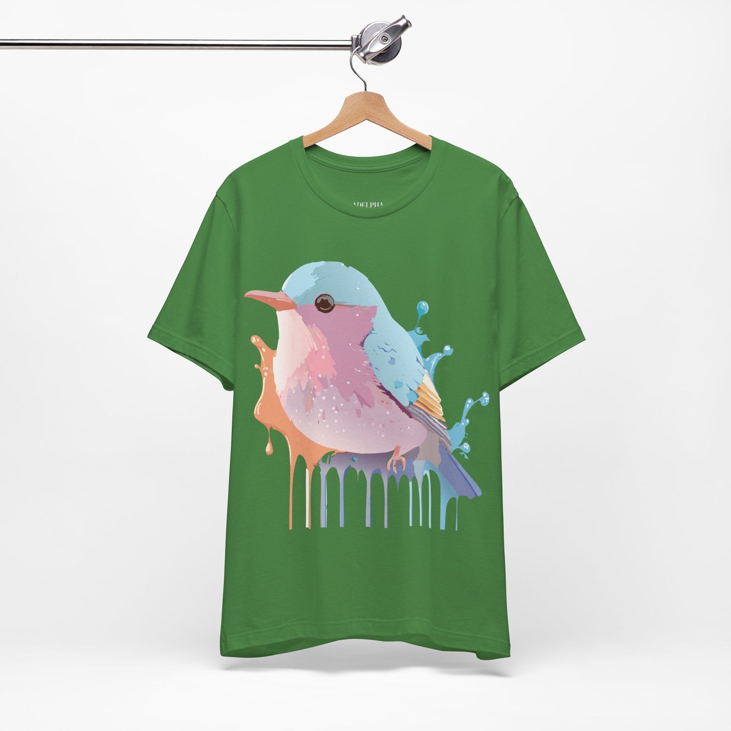 Natural Cotton Tee Shirt with Bird