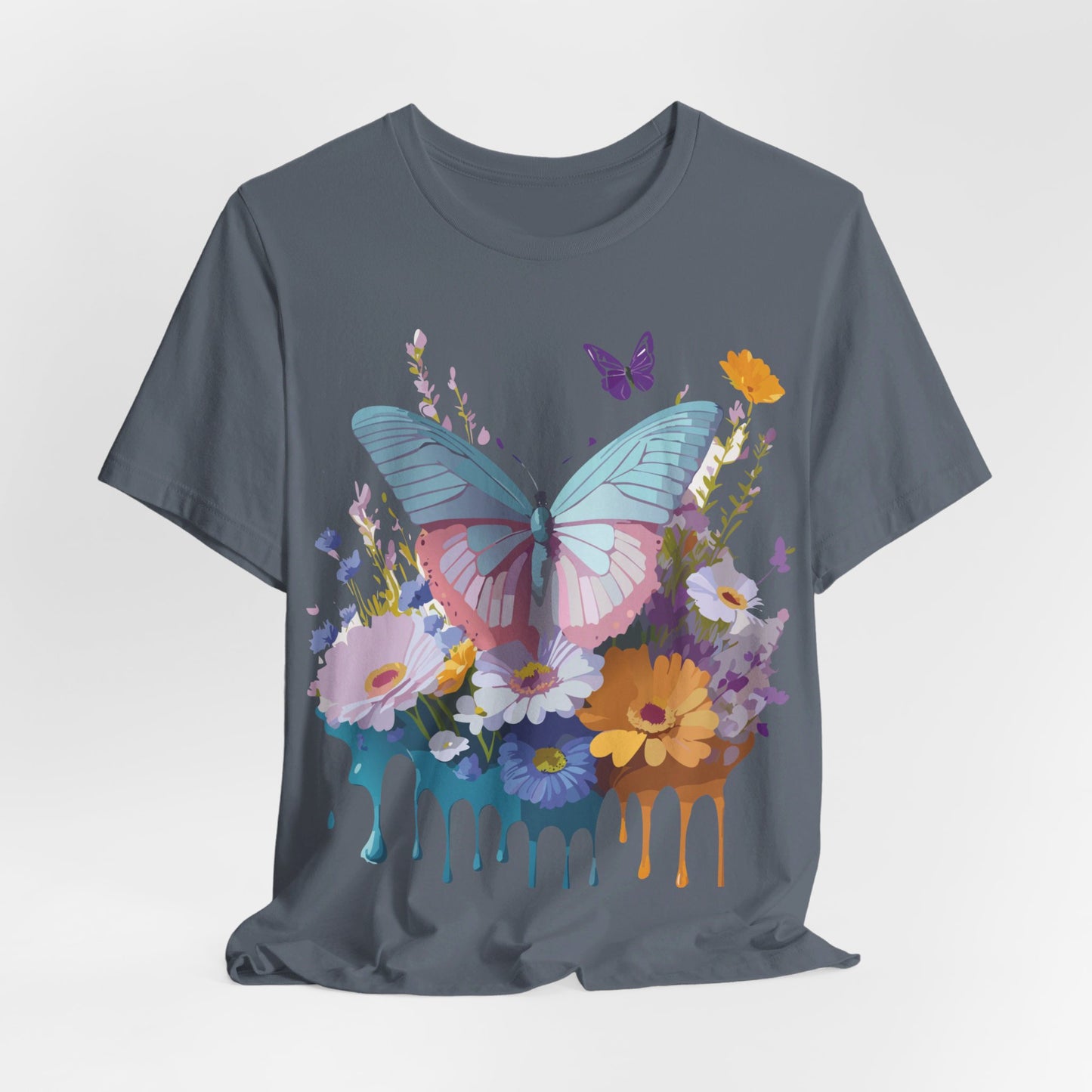 Natural Cotton Tee Shirt with Butterfly