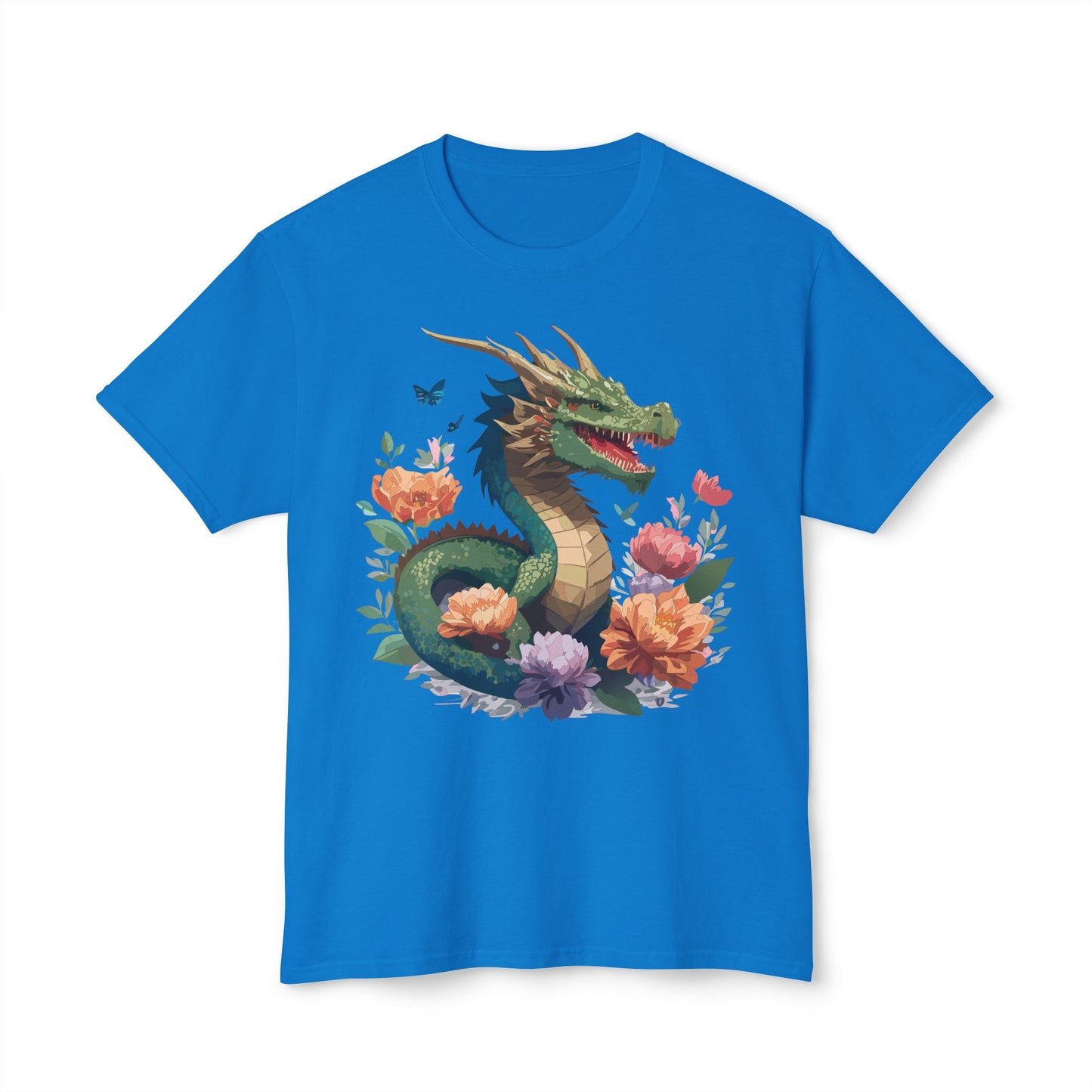 Dragon T-Shirt, Vintage Dragon Tee, Floral Tees, Dragon Art Design Shirt, Tee Shirt with Dragon 6
