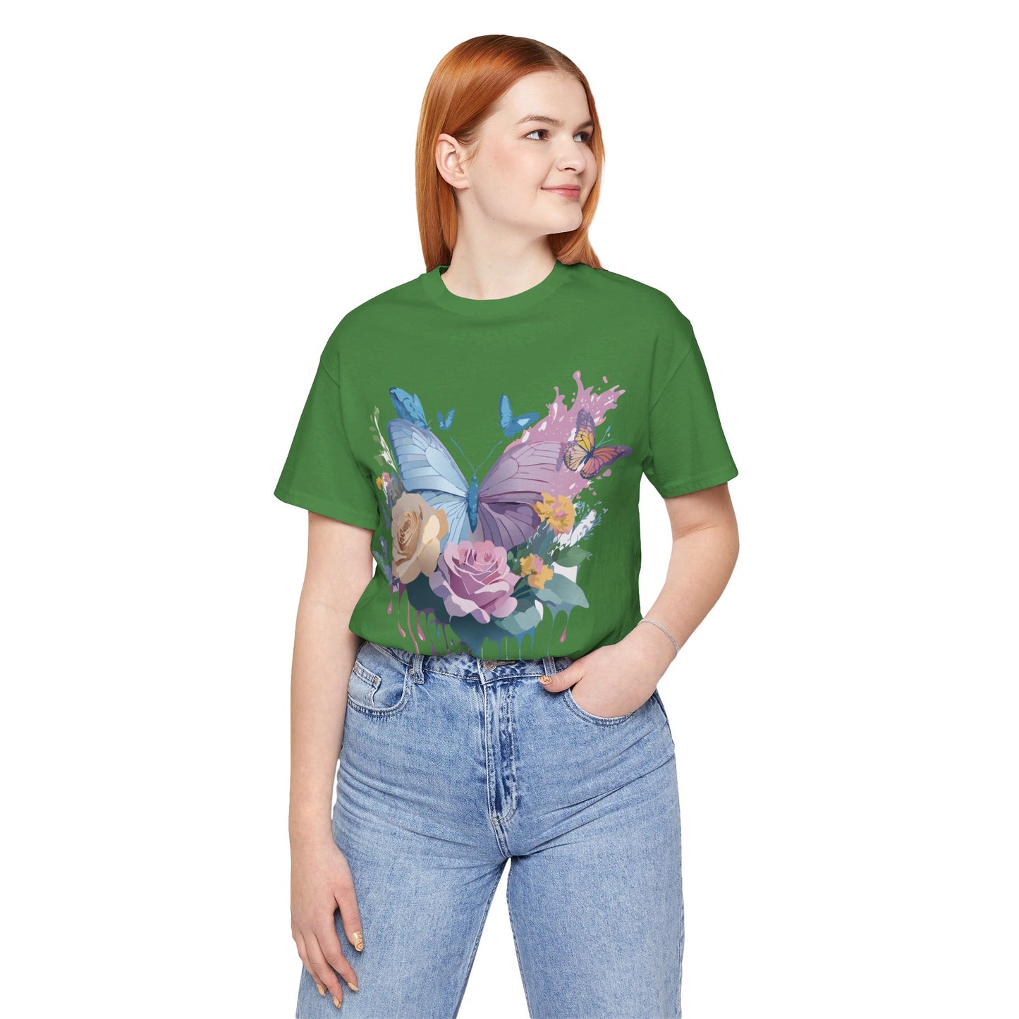 Natural Cotton Tee Shirt with Butterfly