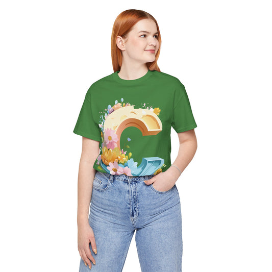Natural Cotton Tee Shirt - Letters Collection - C Printify