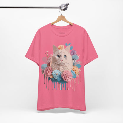 Natural Cotton Tee Shirt with Cat Printify