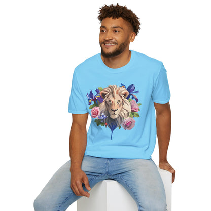Unisex Lion Shirt Floral Lion Tee Softstyle Gildan 64000 100 Percent Cotton