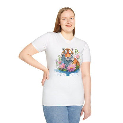 Tiger Print Unisex T Shirt Gildan Softstyle 64000 Animal Tee