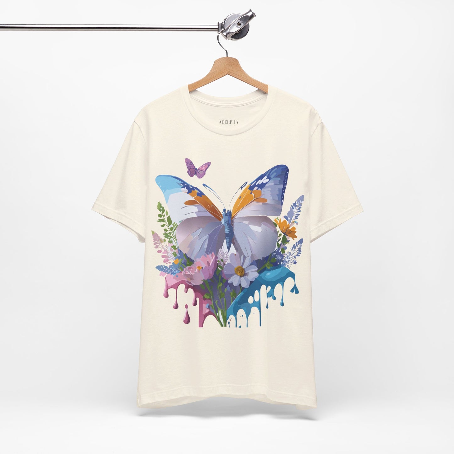 Natural Cotton Tee Shirt with Butterfly