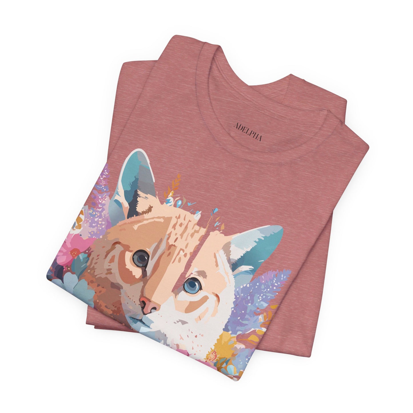 Natural Cotton Tee Shirt with Cat