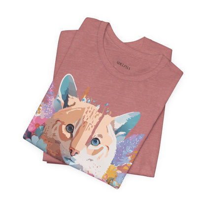 Natural Cotton Tee Shirt with Cat Printify