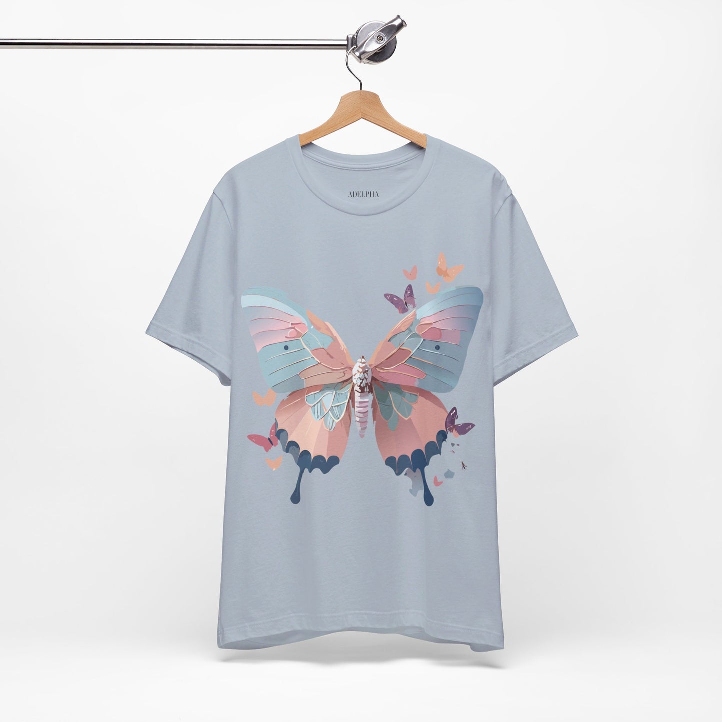 Natural Cotton Tee Shirt with Butterfly