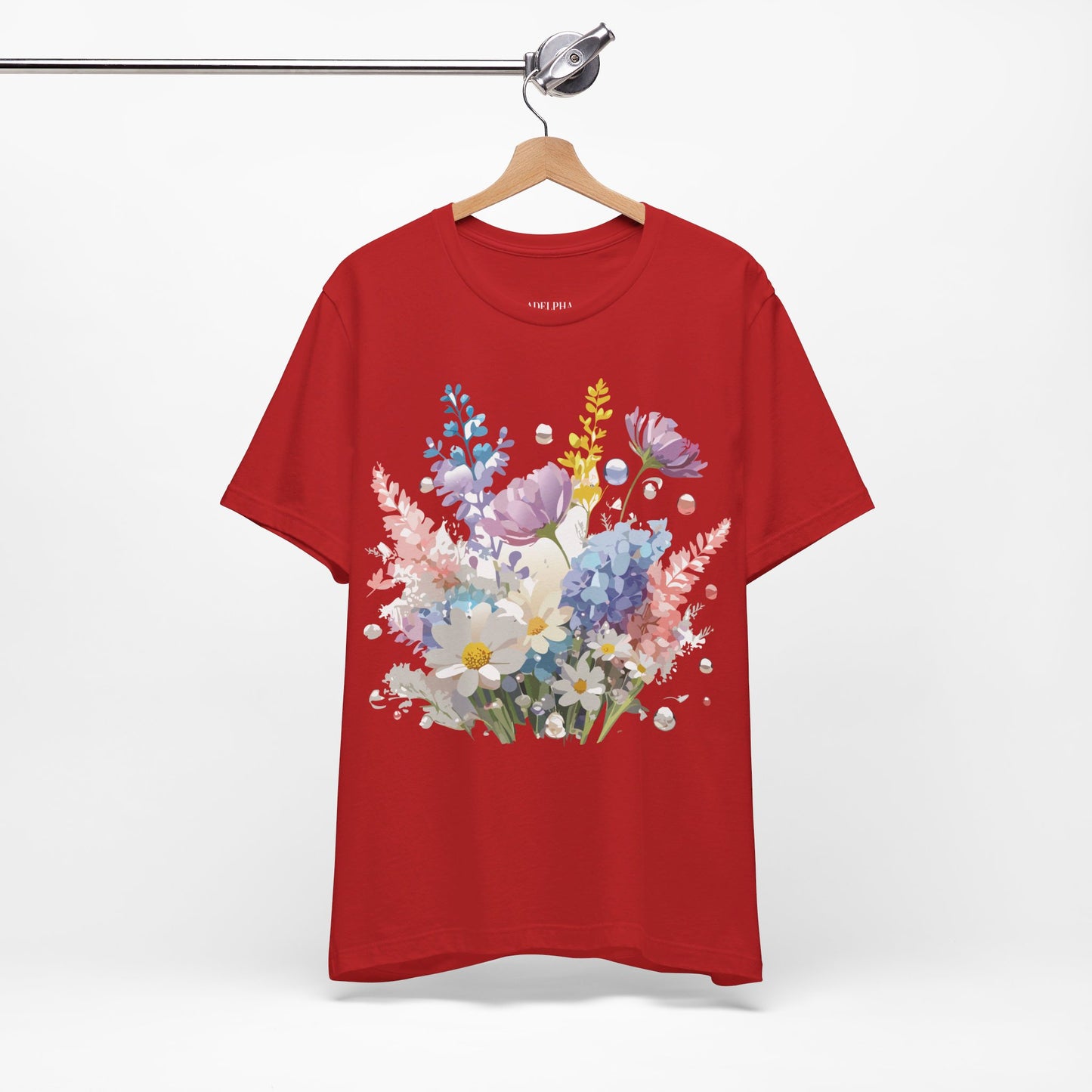 T-shirt en coton naturel avec fleurs